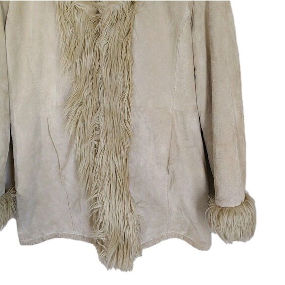 Vintage Y2K Penny Lane Faux Fur Trim Suede Coat Womens Size XL Boho - Picture 5 of 16